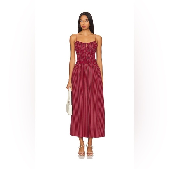 REVOLVE Dresses & Skirts - FAITHFULL THE BRAND REVOLVE Aya String Midi Dress in Wine Stripe NWT